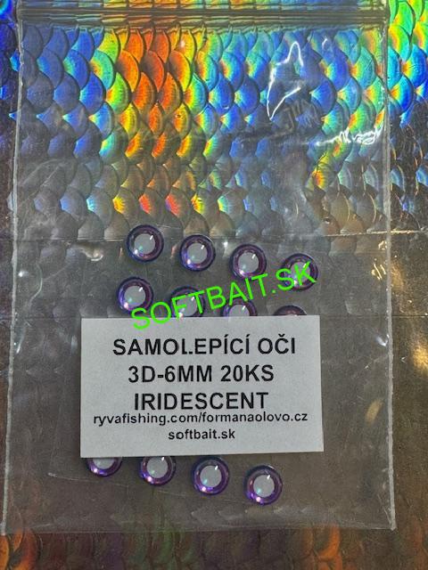 SAMOLEPIACE 3D OČI IRIDESCENT-6MM 20KS