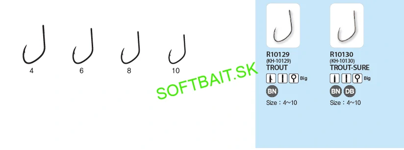 KUMHO-PSTRUHOVÉ BEZHROTOVÉ HÁČIKY TROUT SURE VEL.8-10KS