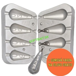 FORMA NA OLOVA HRUŠKA 80,90,100,120G+GUMOVÁ FARBA GRÁTIS 
